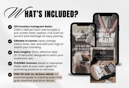 125 Faceless Mompreneur Instagram Reels Templates Bundle with PLR & MRR Rights